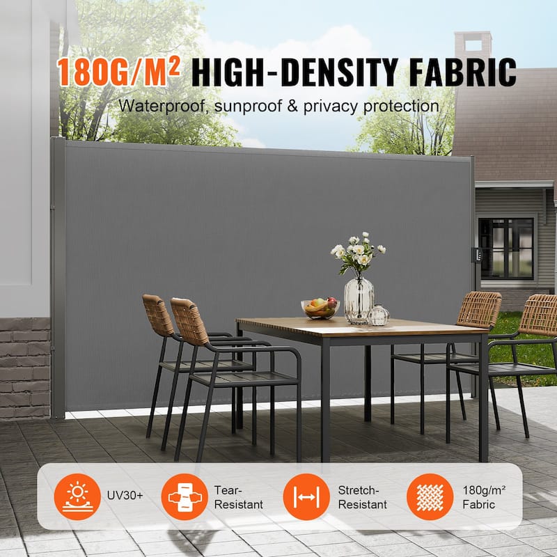 71''x 138'' Outdoor Patio Privacy Screen Awning with Retractable Handle