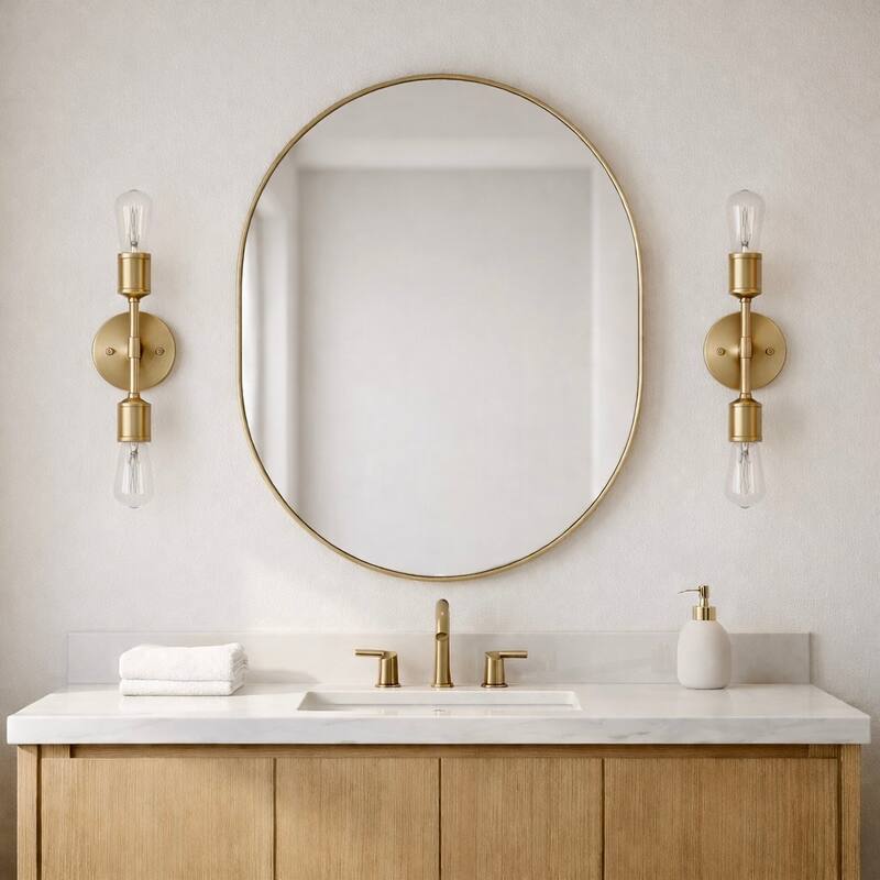 Tonula Double-Light Wall Sconce with Satin Brass Finish
