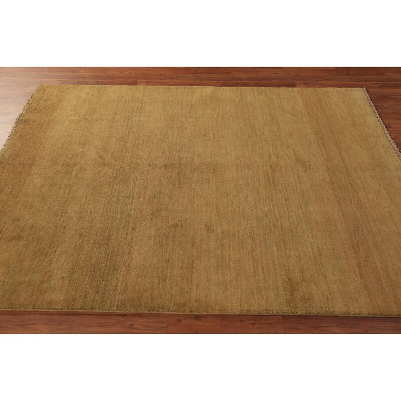 Modern Yellow Gabbeh Oriental Area Rug Handmade Wool Carpet - 5'0" x 6'7"