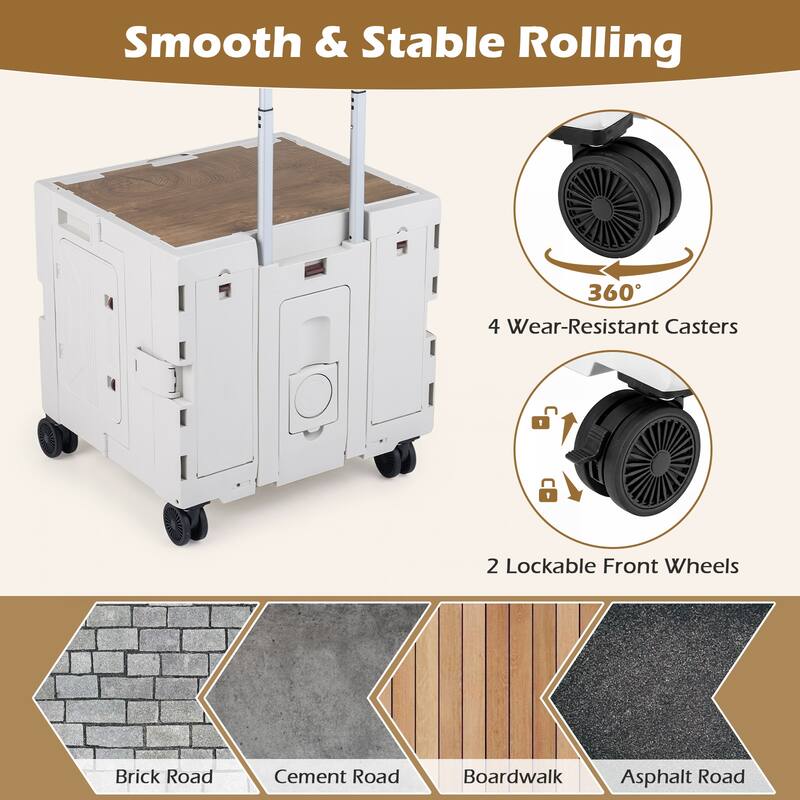 Gymax Foldable Utility Cart on 4 Rotate Wheels w/Telescoping Handle