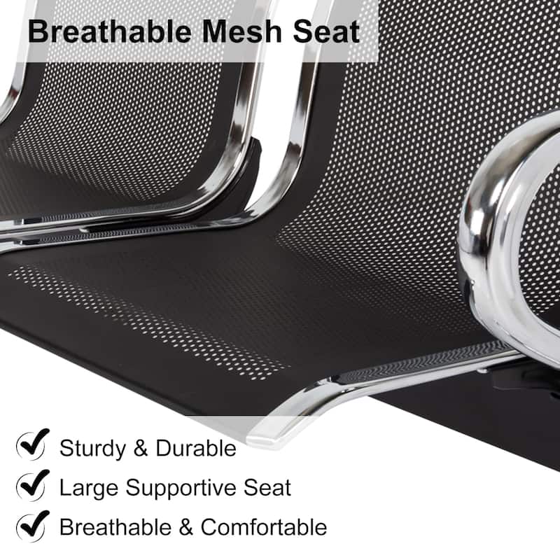 Kinbor 3-Seat Airport Reception Waiting Chair Bank Salon Barbershop Bench Guest Chair