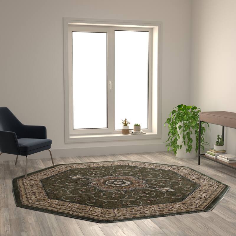 Medallion Motif Traditional Persian Style Olefin Area Rug
