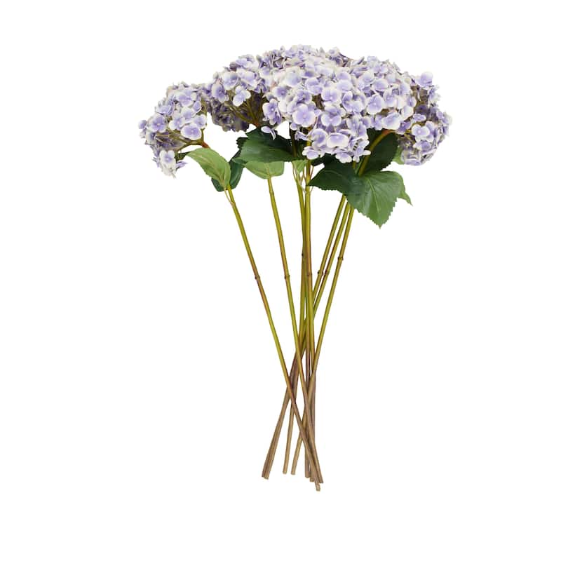 Faux Foliage Hydrangea Tall Artificial Flower Stem - Set of 8 - Roche River Decor - Purple