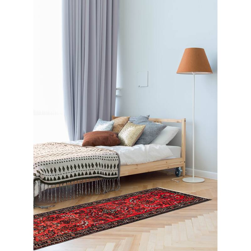 ECARPETGALLERY Hand-knotted Andelz Red Wool Rug - 3'7 x 10'5