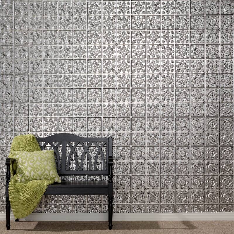 FASÄDE Traditional 1 4-foot x 8-foot PVC Wall Panel in Crosshatch Silver