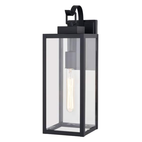 slide 2 of 10, Vaxcel Lighting T0745 Clinton 18" Tall Outdoor Wall Sconce with Clear Matte Black