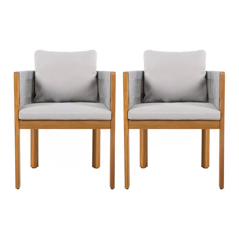 Acacia Wood Outdoor Dining Chairs Set of 2