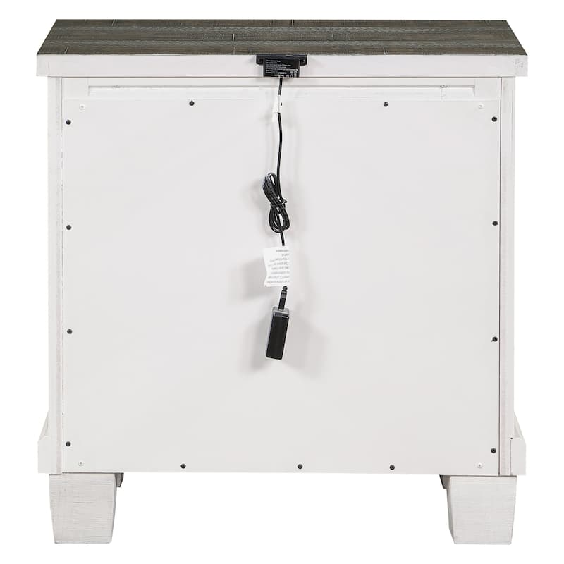 Jarrett Distressed White and Grey 2-Drawer Nightstand