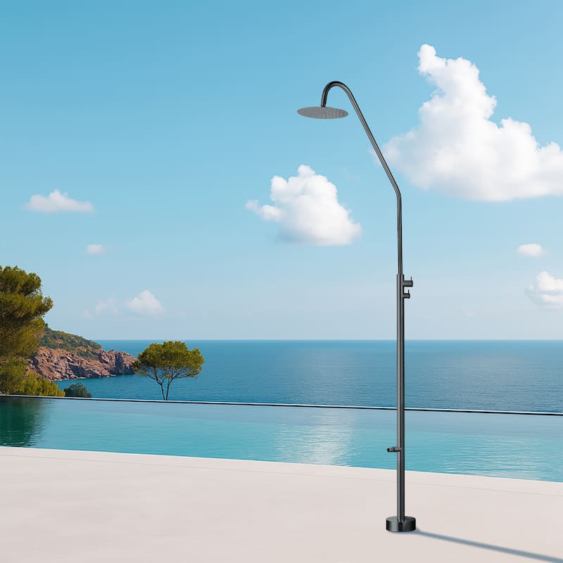 91"H 316 Stainless Steel Freestanding Outdoor Shower with Foot Wash Spout