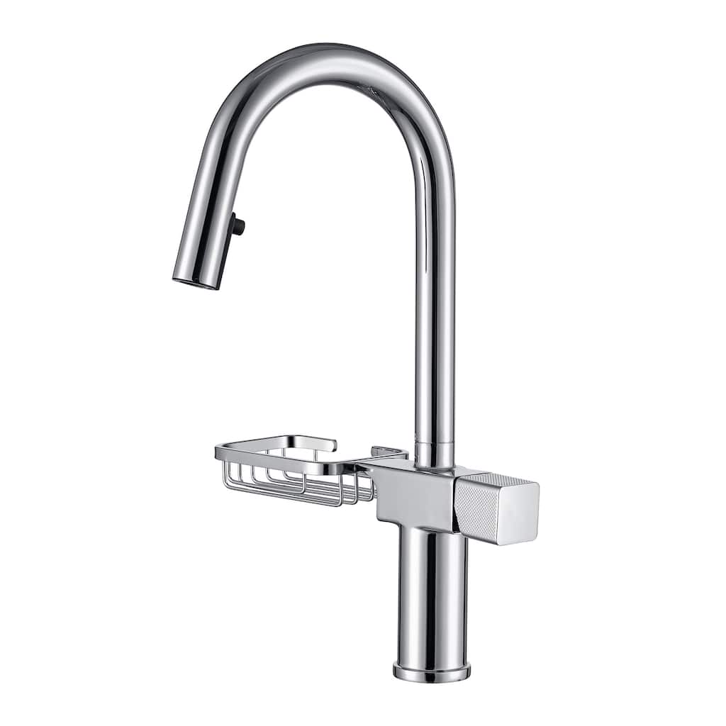 Modern Single Hole Stainless Steel High Arc Pull-Down Kitchen Faucet