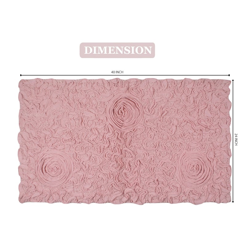 Bell Flower Bathroom Rug, Cotton Soft, Water Absorbent Bath Rug, Non Slip Shower Rug Machine Washable 24"x40" Rectangle