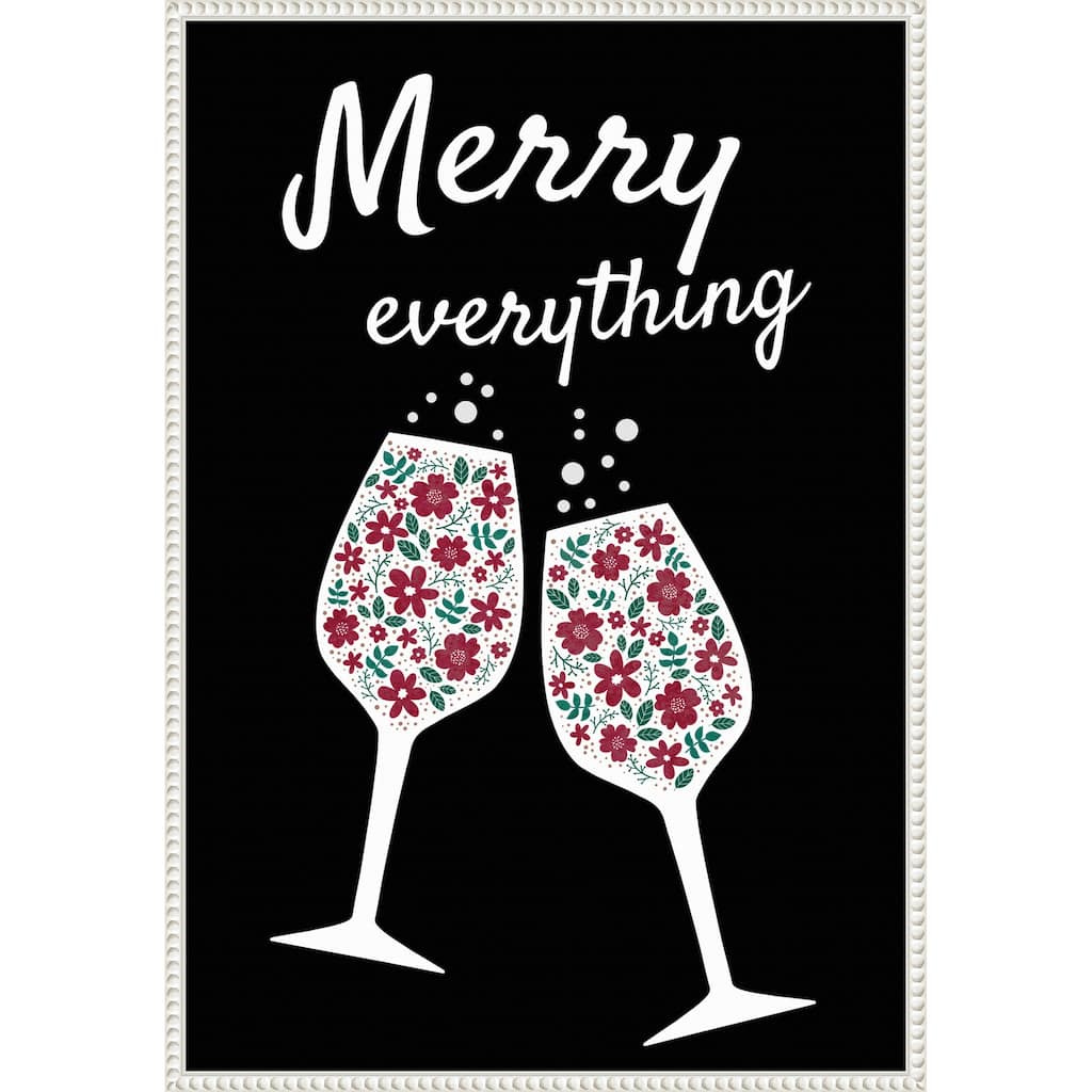 Merry Everything by Emeliemaria (23 x 33 in.), Framed Canvas Wall Art Print - Sylvie Beaded White