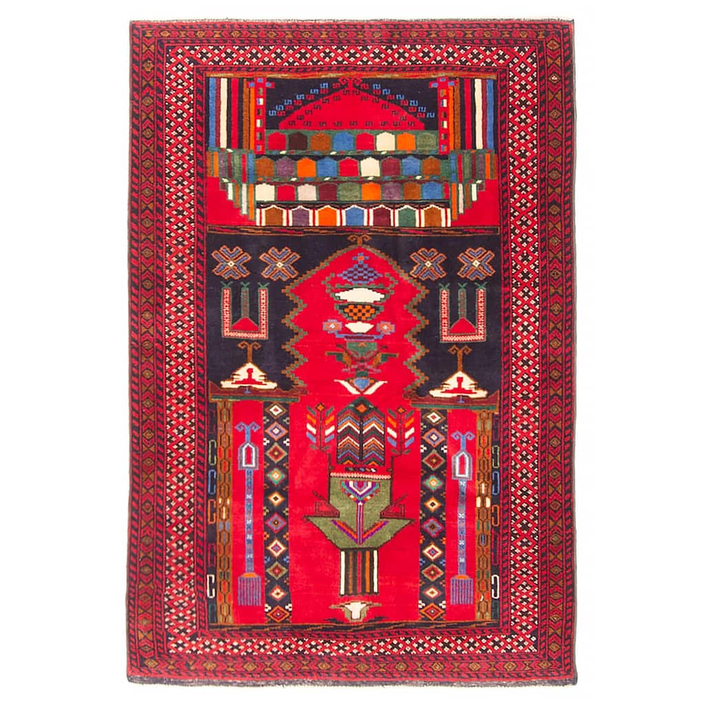 Teimani Red Rug 3'1" x 4'7" - 3'1 x 4'7