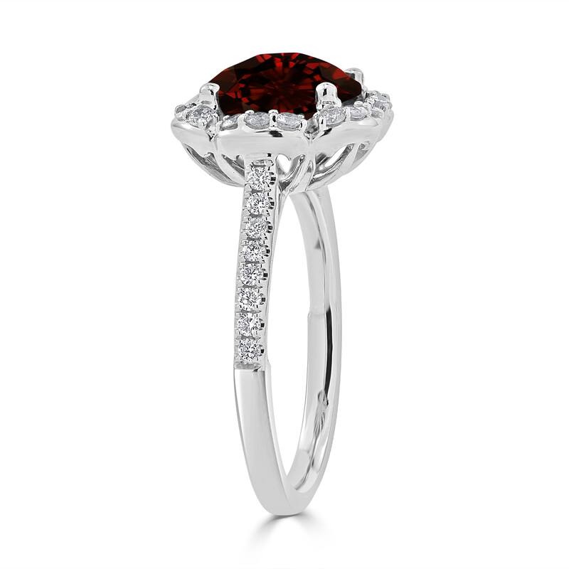 Auriya Vintage 3 1/10ct Fancy Garnet Gemstone and Halo Diamond Engagement Ring 3/8ct Fancy 14k Gold