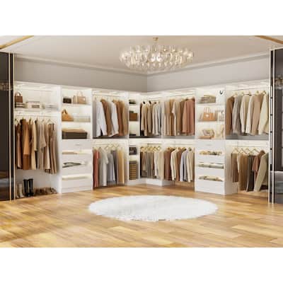 Set of 3 Closet Organizer with 10 Hanging Rods, Adjustable 132'' Corner Closet System with Tower Shelves