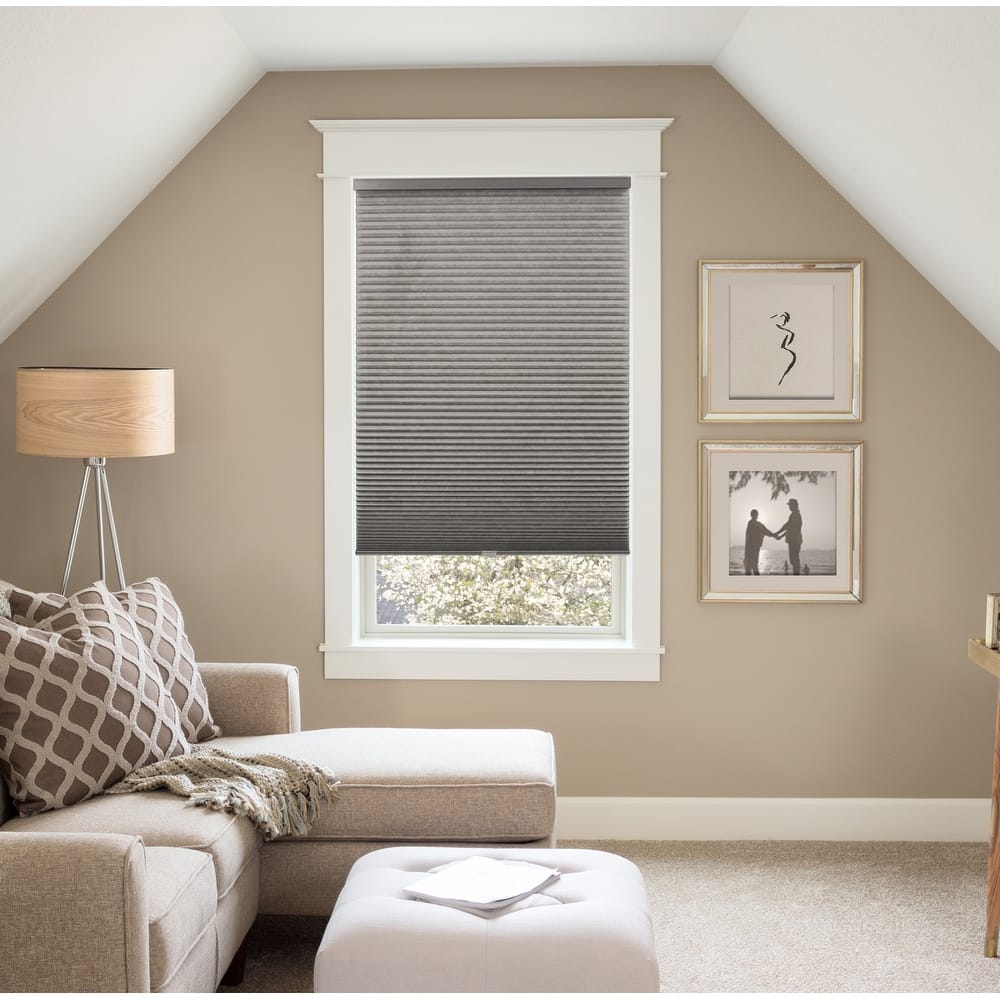 BlindsAvenue Custom 3/4" Pleat, Cordless Cellular Shades, Color Dark Grey, Light Filtering Fabric