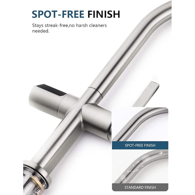 Lefton Touchless Pull-Out Kitchen Faucet, Hands Free Motion Sensor Activated, Battery-Free Temperature Display, KF2206