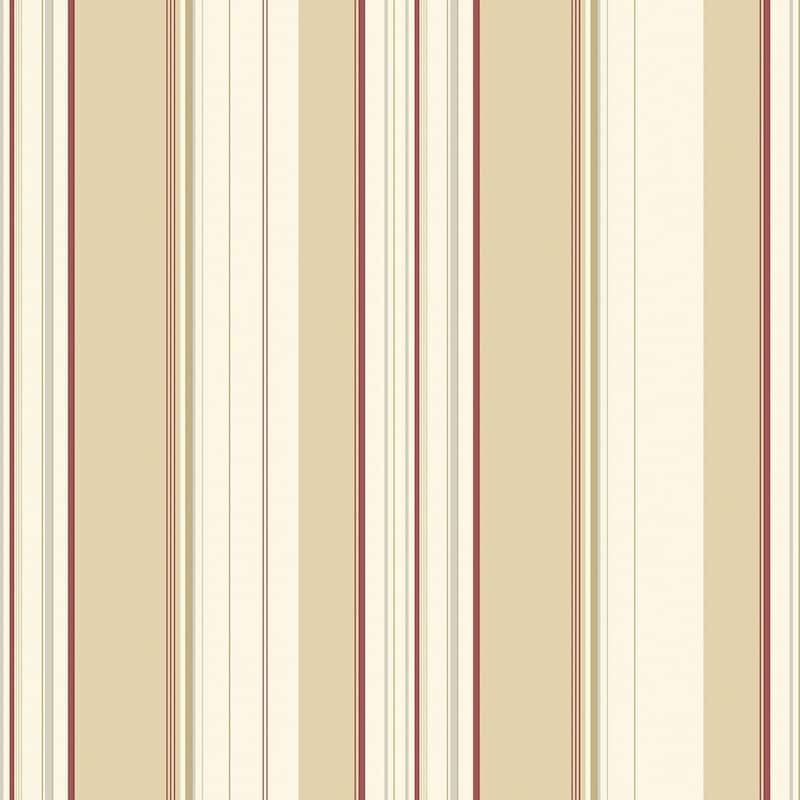 Galerie Wallcoverings Kitchen Recipes Mixed Stripes Vinyl on Non-woven Matte Wallpaper Roll - 33 feet x 21 inches - Beige/Red