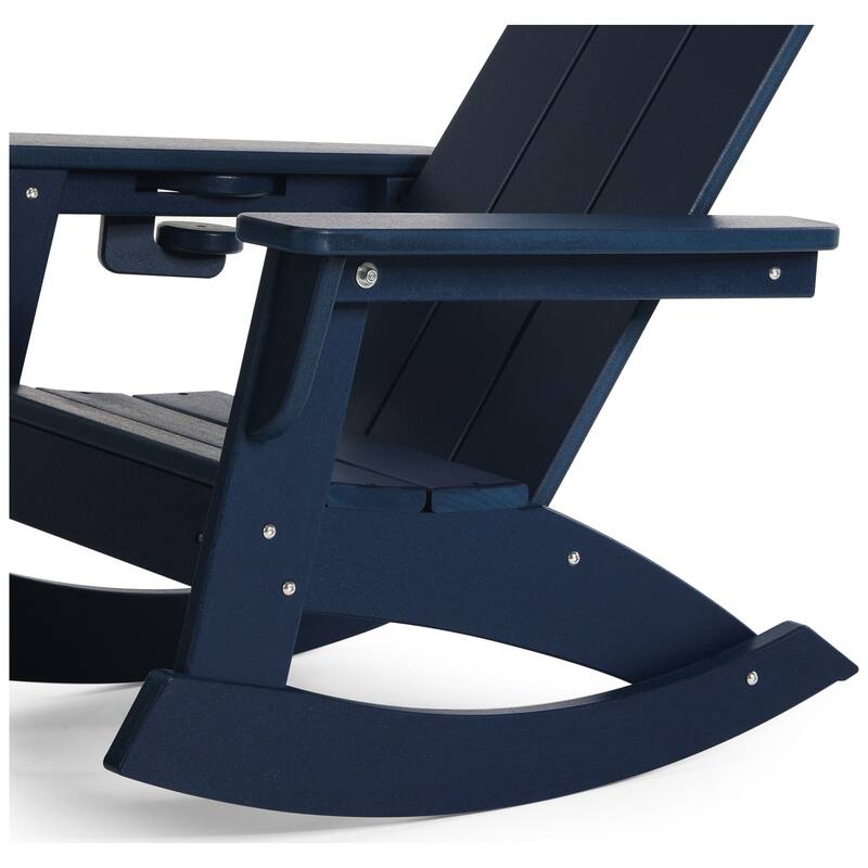 Shoreside Kids Outdoor Poly Adirondack Rocking Chair with Cup Holder (Set of 2)