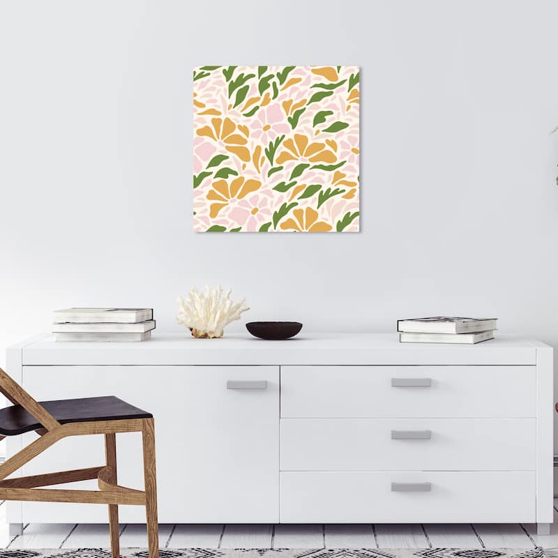 Wynwood Studio Canvas Fashion and Glam Floral Garden Pattern II Green Modern & Contemporary Wall Art Canvas Print