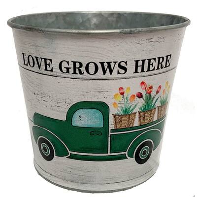 Love Grows Here Pick Up Truck With Flowers Bucket
