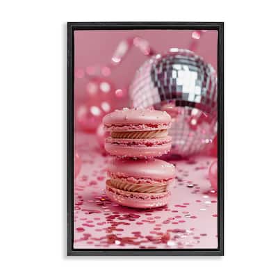Stupell Pink Macaron Disco Framed Floater Canvas Wall Art Design By LSR Design Studio