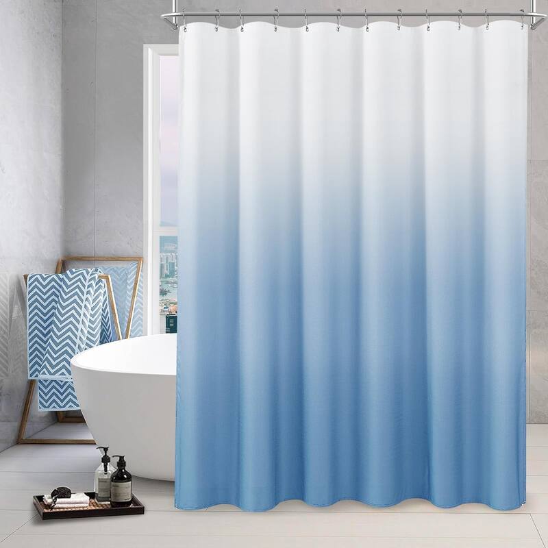 Ombre Shower Curtain with Hooks for Bathroom Textured