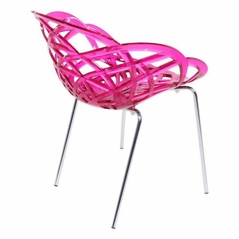 Furnish Theory Fleur-ML Stackable Dining Armchairs Arm Chairs Anti-UV Polycarbonate Shell & Chrome-Plated Steel Legs (Set of 2)