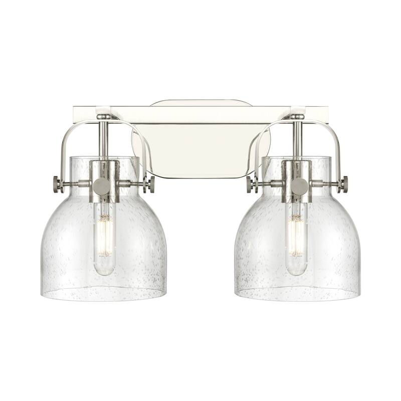 Innovations Lighting 423-2W-10-17 Pilaster II Bell Vanity Pilaster II - Polished Nickel / Seedy