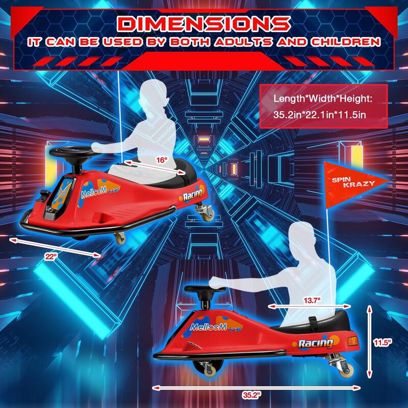 EROMMY Kids Electric Car with 360°Rotatable Universal Wheels, Kids Electric Toy Car with Acceleration Pedal, Music, Bluetooth
