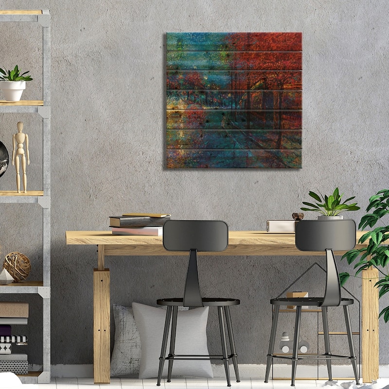 Coming Down The Pike Print On Wood by Iris Scott - Multi-Color