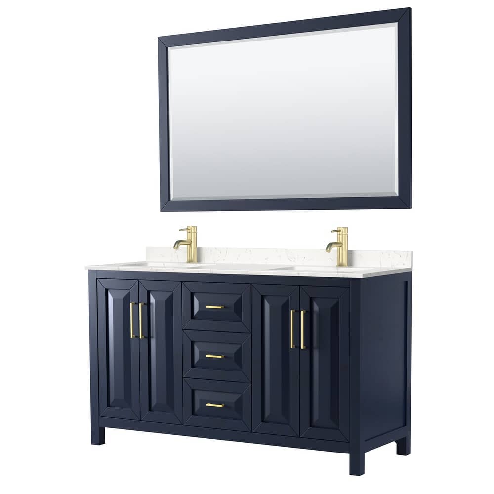 Daria 60 Inch Double Vanity, Cultured Marble Top, 58 Inch Mirror