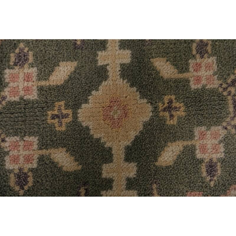 Green Oushak Oriental Rug Transitional Hand-Knotted Wool Carpet - 4'2"x 6'2"
