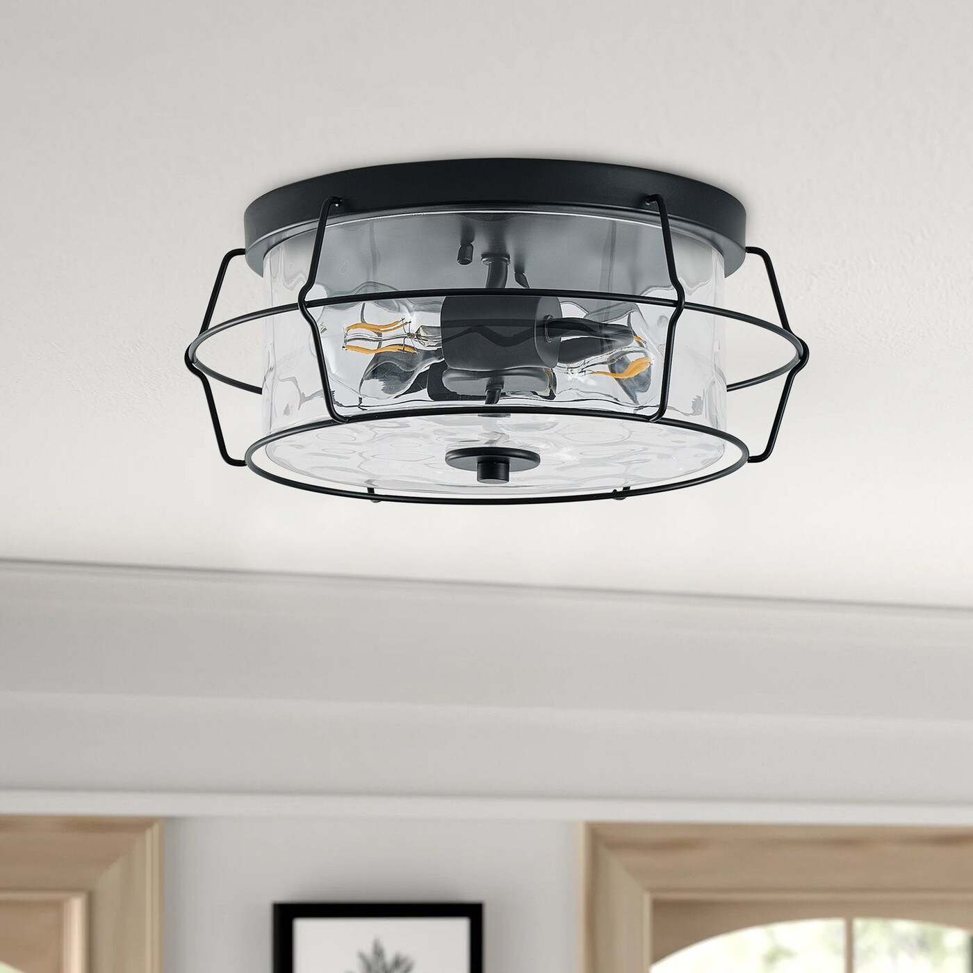 Black Flush Mount Ceiling Light, Farmhouse Hallway Light Fixtures With...