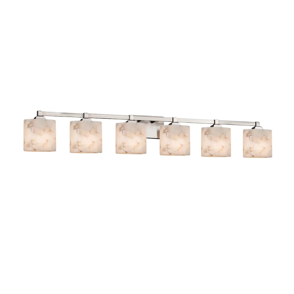 Justice Design Alabaster Rocks Regency 6-light Brushed Nickel Bath Bar, Oval Shade - Silver