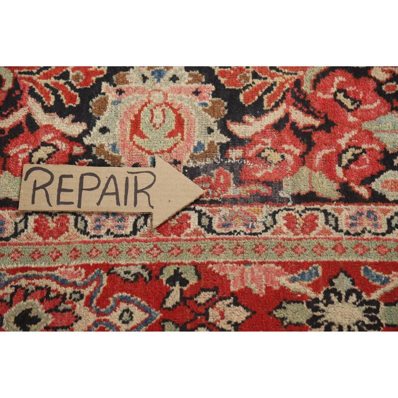 Hand Knotted Oriental 100% Wool Carpet Traditional All-Over Red Mahal Area Rug - 12' 8'' X 9' 6''