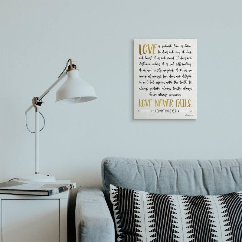 Stupell Love Is Patient Psalm Faith Based Word Design Canvas Wall Art - Black