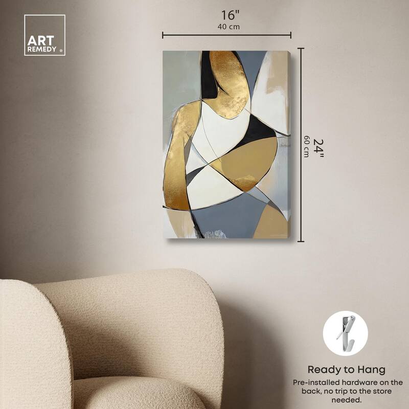 Gold Leaf Contours Canvas by Art Remedy, Gallery Wrapped