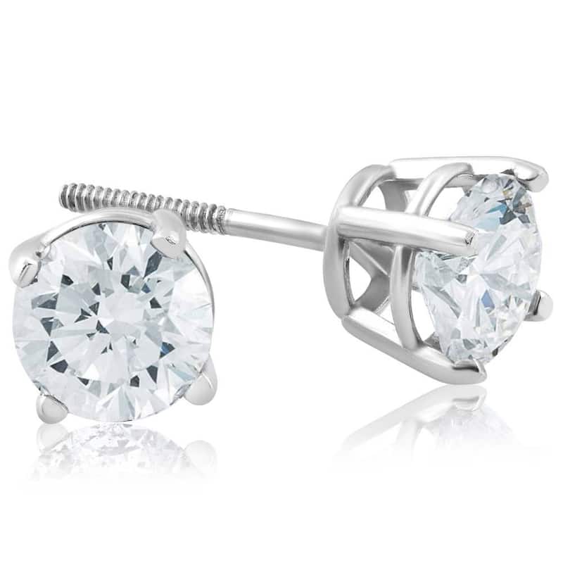 Screw Back 1ct Diamond Studs White Gold