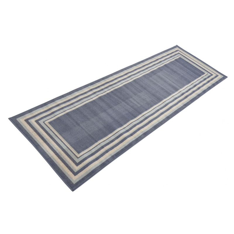 Contemporary Heloise Collection Area Rug - 2'x10' - Blue-Ivory