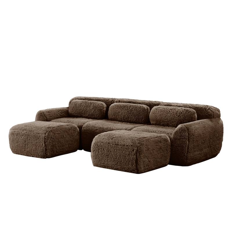 Anmytek Modular Sectional U-Shaped Sofa Deep Seat With Chaise Free Combination Vacuum Packed