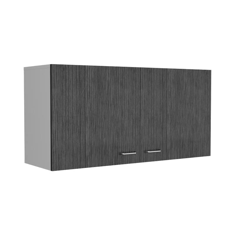 Wall Cabinet, Two Shelves, Double Door, Black Wengue Finish