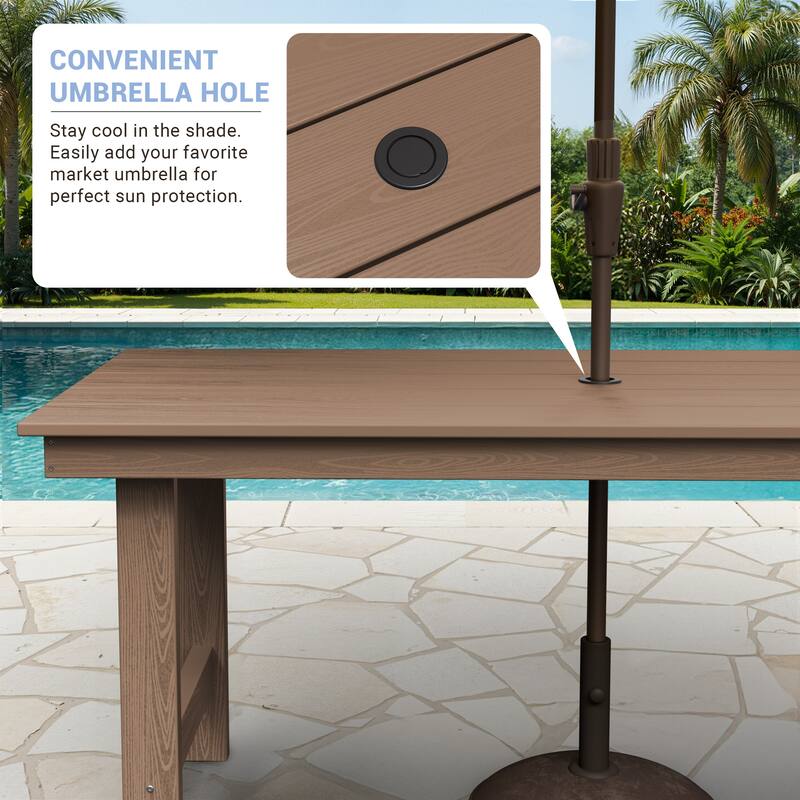 5-Piece HDPE Outdoor Dining Table Sets with Umbrella Hole - 1-Table 4-Chairs