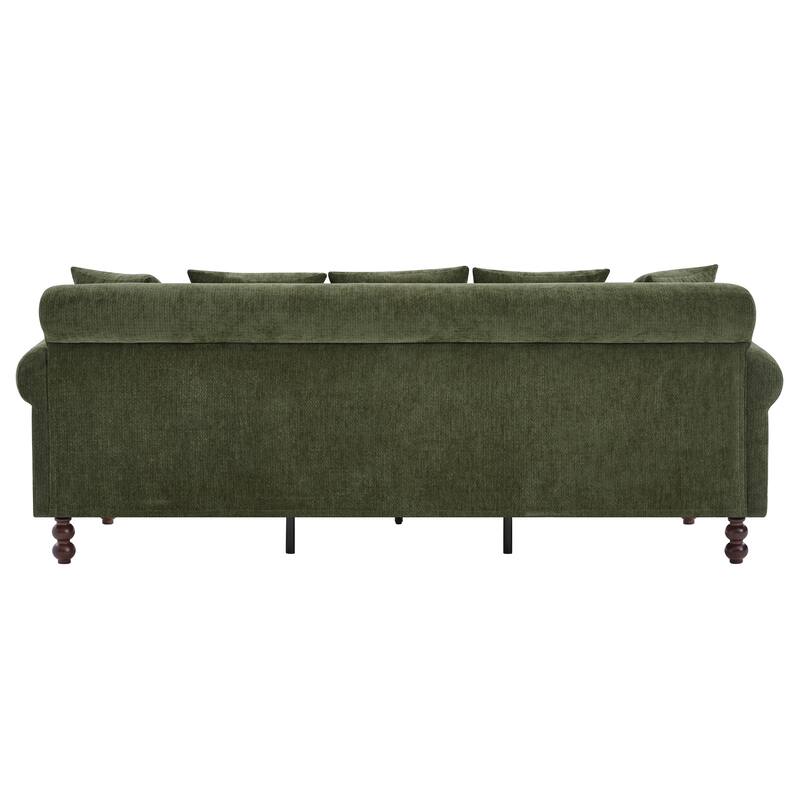 Christopher Knight Home - Loro Modern 81.5" Chenille Upholstered 3-Seater Sofa with Rolled Arms & Solid Wood Legs