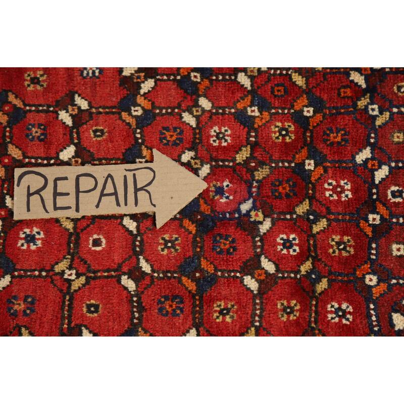 Hand Knotted Oriental 100% Wool Carpet Traditional Geometric Red Shiraz Area Rug - 8' 7'' X 5' 8''