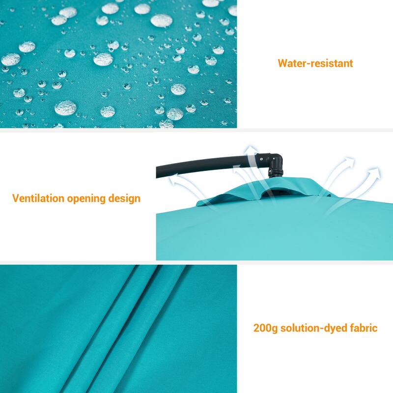 BONOSUKI 8.2x8.2ft Offset Patio Umbrella Hanging Umbrella w/Steel Ribs