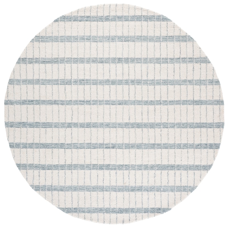SAFAVIEH Handmade Genre Poliana Wool Rug - 6' Round - Ivory/Blue
