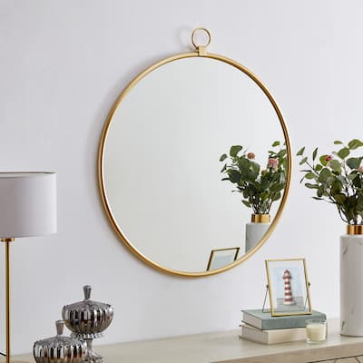 FirsTime & Co. Marshall Gold Round Mirror, American Crafted, Gold, Mirror, 32.5 x 1 x 36 in