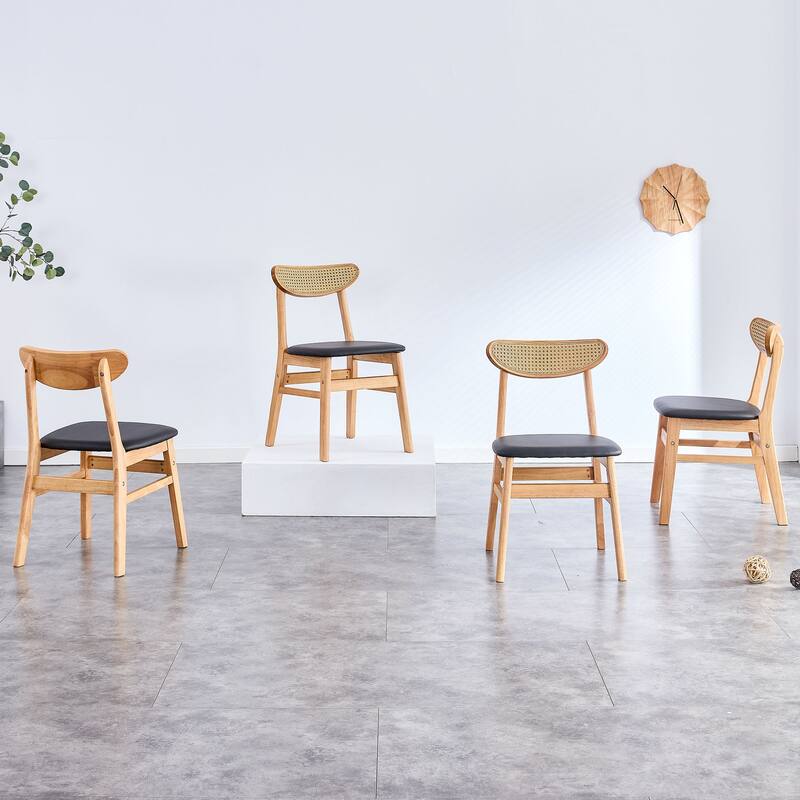 Set of 4 Upholstered PU-Leather Dining Chairs