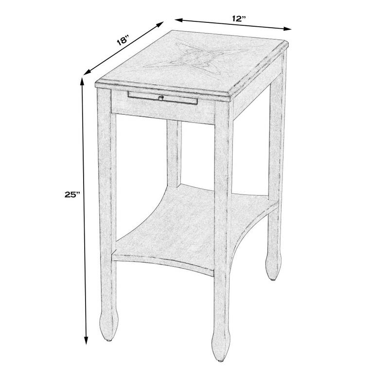 HomeRoots 25" Beige Manufactured Wood Rectangular End Table With Shelf - 12.00 in. x 25.00 in. x 18.00 in.